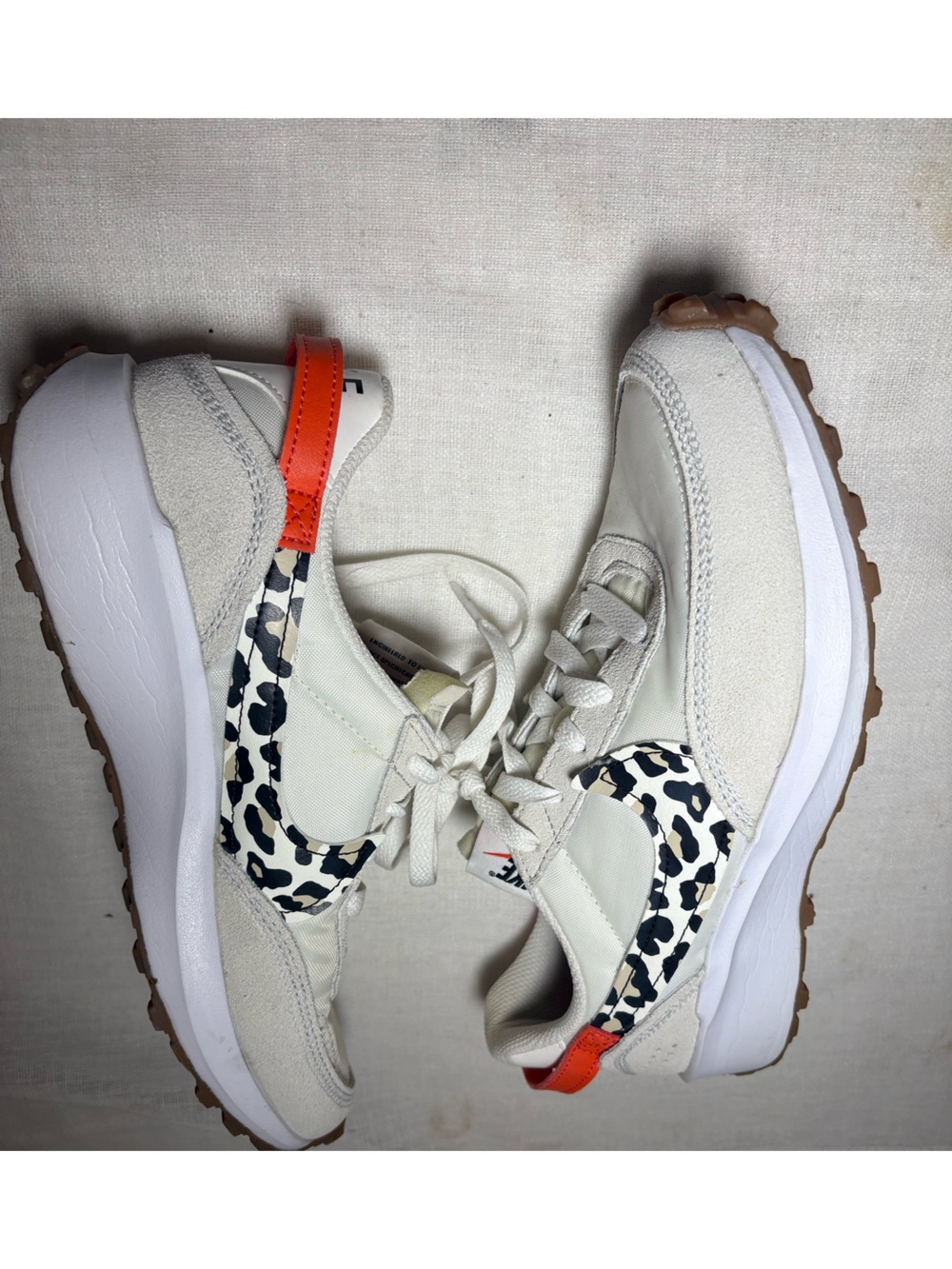 Nike Waffle Debut Leopard Print Platform Sneakers Women’s Size 8 Cream Orange - Picture 13 of 15